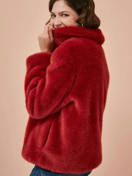 

2020 new winter warm faux fur coats jackets women furry overcoat, Black