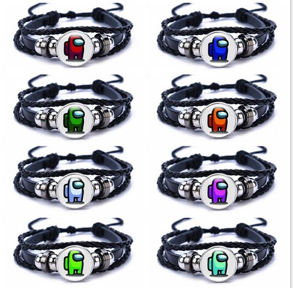 

among us bracelet men women tassels bracelets wristband game among us black pu leather bracelets wrist band bangle chain e111904, Red;brown