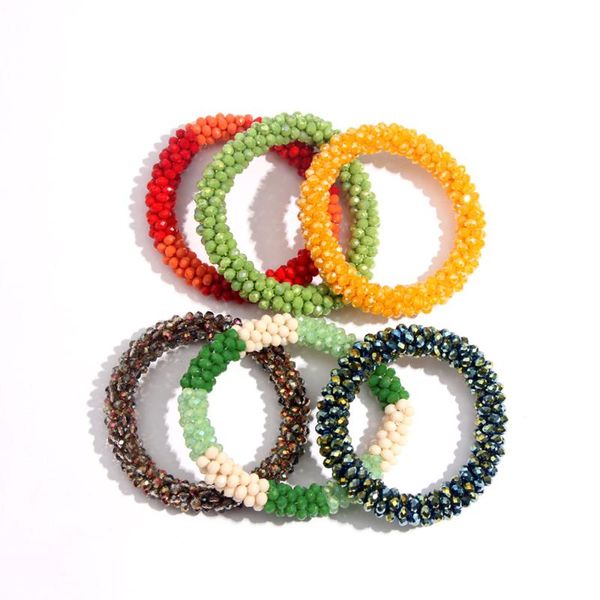 

link, chain just feel colorful crystal beads bracelets boho ladies charm handmade statement bracelet bangles for women fashion jewelry, Black