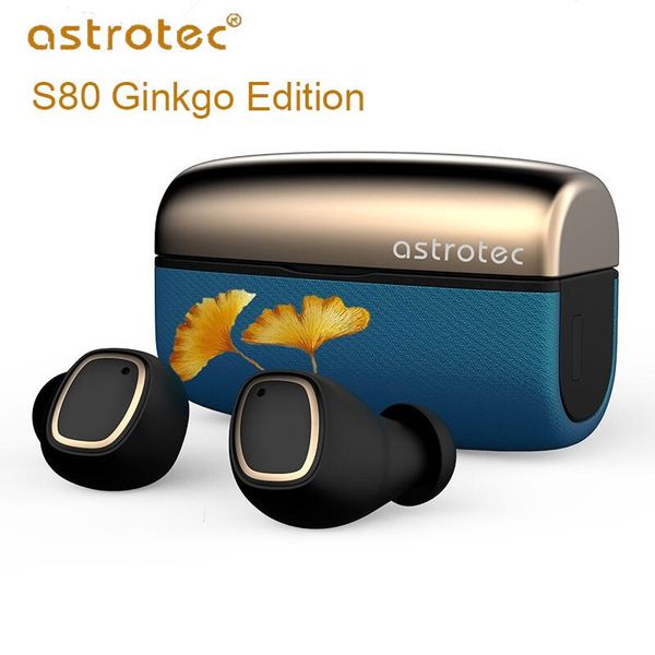 

astrotec s80 ginkgo edition elegant embroidery true wireless bluetooth 5.0 headphone waterproof sport earphones with mic earbuds