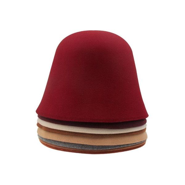

autumn and winter women bucket hats simple style wool solid color soft warm vintage bell female caps, Blue;gray