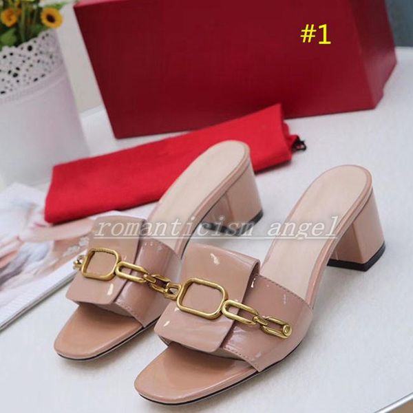 

fashion quality classic woman sandals lady summer luxe design sandals metal buckle leather high heeled shoes coarse heel5.5cm half, Black;grey