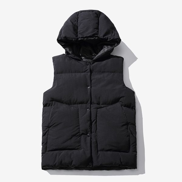 

flat men's coat horse padded jacket shoulder down cotton vest hooded, Black;white