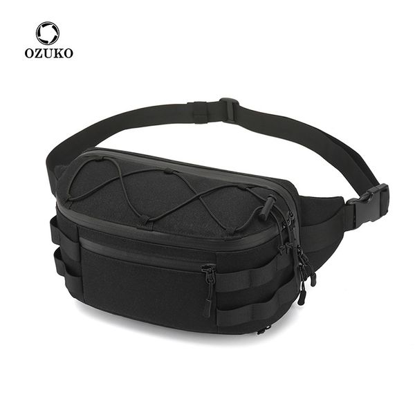 

ozuko men's waist bag fashion chest pack outdoor sports belt bag for teenager waterproof men waist bags fanny pack new 2021 201130