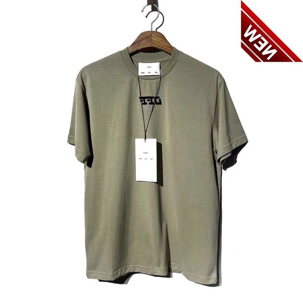 

off style fasjth italy 2022ss olive green flocking font design men's and women's loose short sleeve t-shirt, White;black