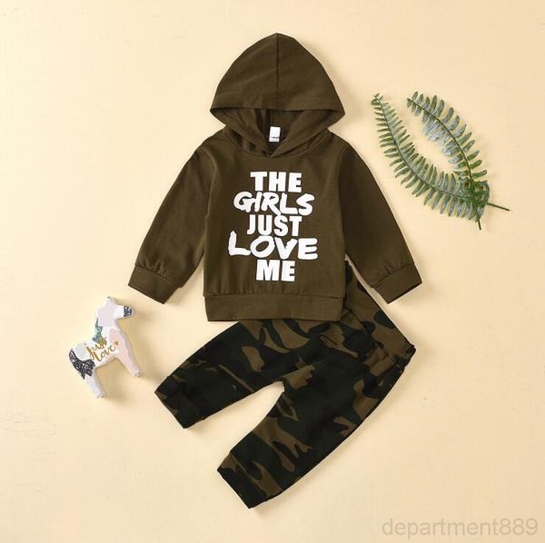 

baby clothes set toddler boys sleeve suit letter hooded camouflage trousers children boy tracksuit kids outfits bodysuits dhc3628
