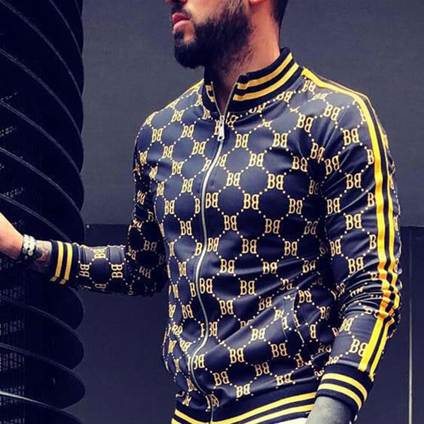 

2020 new bb plaid men casual zipper jacket autumn sports wear sweatshirt fashion man high street jackets casual t200502, Black;brown