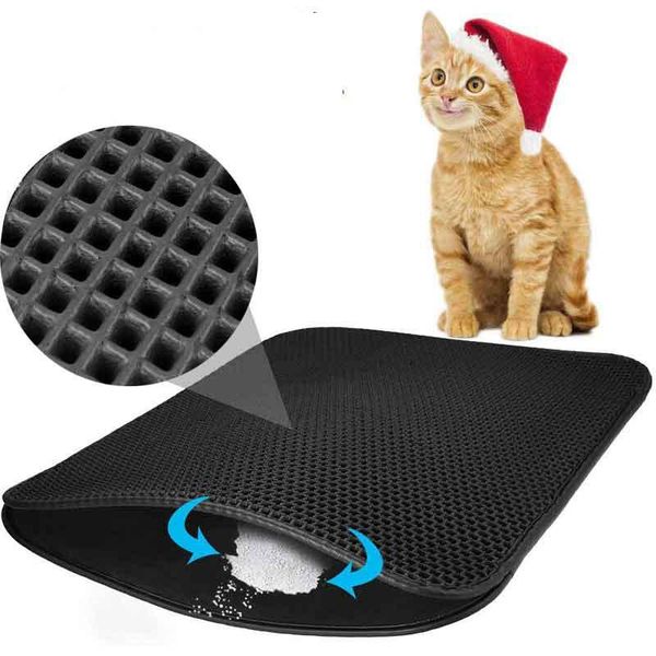 

cat beds & furniture waterproof pet litter mat eva double layer tray trap mats litiere trapping pad bottom non-slip cats accessories