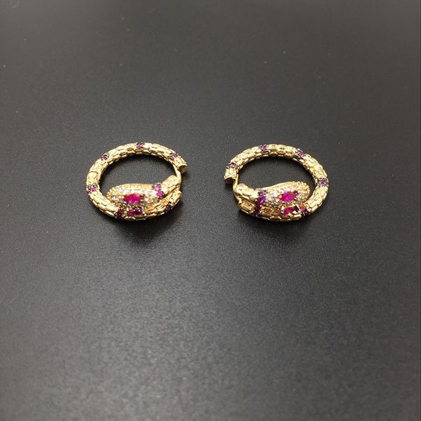 

european and american temperament simple snake earrings gold pink zircon exquisite luxury all kinds of earrings trendy people, Silver