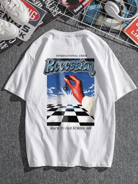 

men hand and slogan graphic tee w37m#, White;black