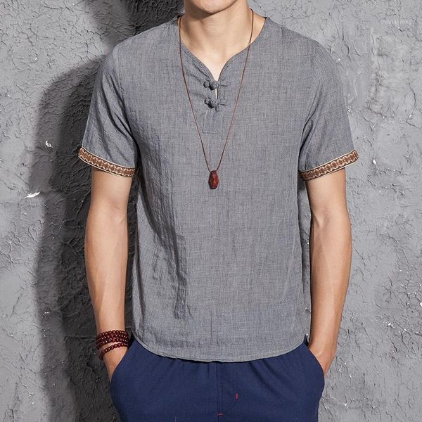 

2019 summer new men shirt fashion chinese style linen slim fit casual short sleeves shirt camisa social business dress shirts1, White;black