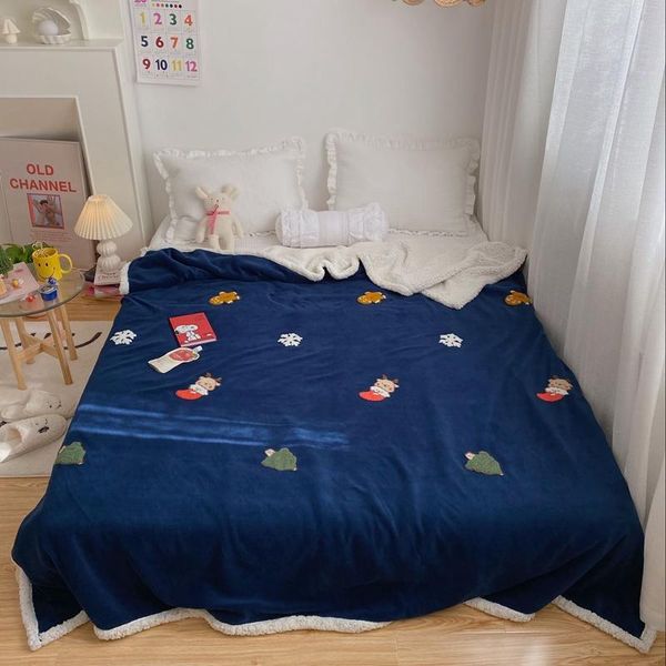 

new year blanket christmas tree elk pattern soft cute blanket multifunctional bed cover sofa towel home decor textile 2 sizes