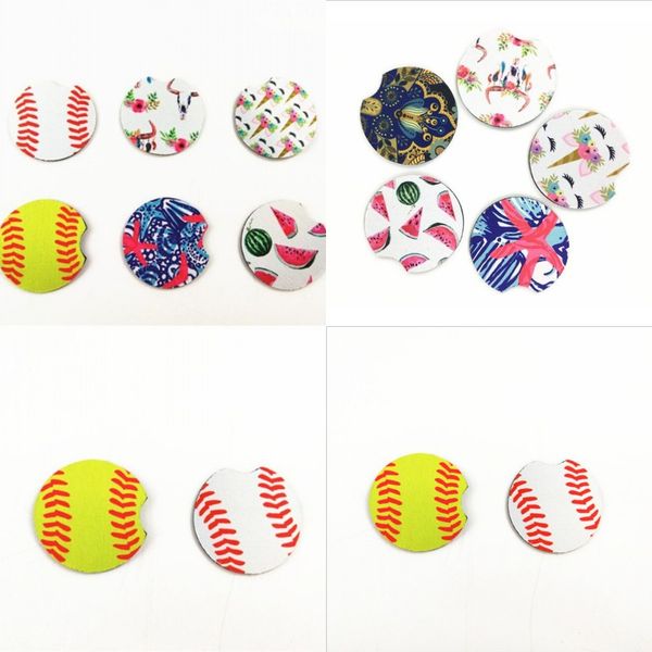 

18style baseball softball design neoprene car coasters car cup holder coasters for car cup mugs mat contrast home decor accessor 107 j2