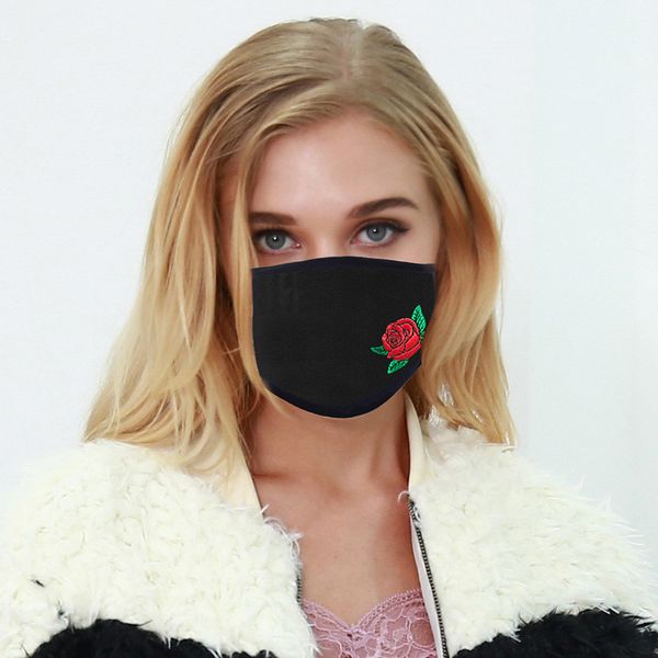 

factory thin section fashion creative embroidered mask for women sunscreen dustproof washable breathable cloth face mask ing