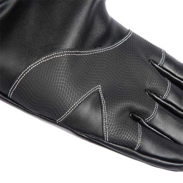 

winter outdoor leather gloves for men and women full finger warm and velvet riding waterproof non slip touch screen cotton glove bbywye, Black