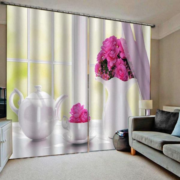 

fresh curtains flower 3d curtain luxury blackout window curtain living room decoration curtains