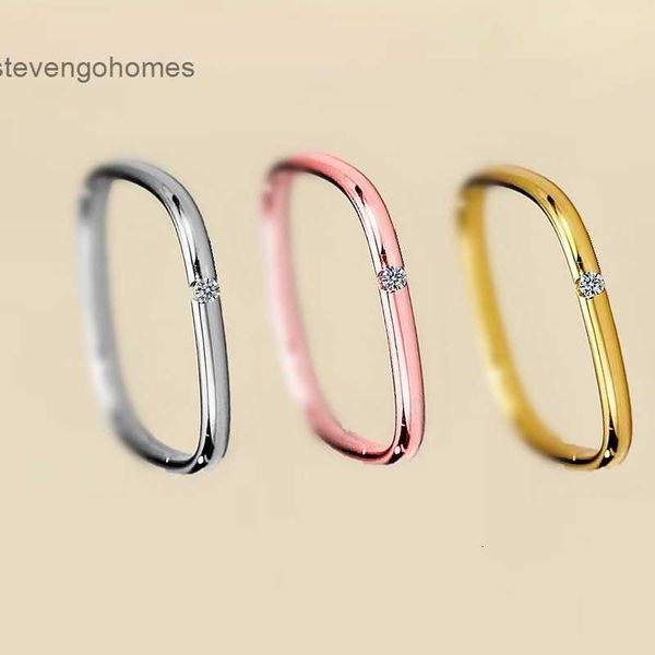 

silver tiktok s925 shake the same plated gold square zr net red couple ring