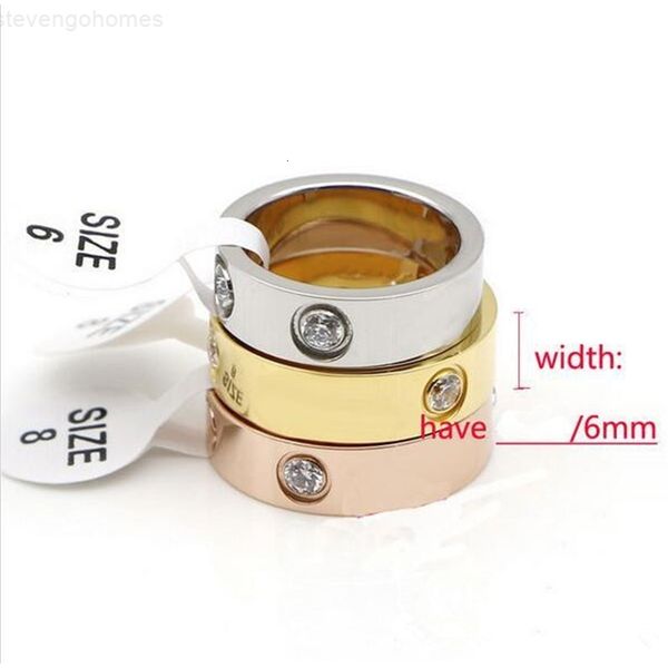 

factory8szfstainless love steel sale for titanium women men jewelry couples cubic zirconia wedding rings bague femme 4mm with b, Slivery;golden