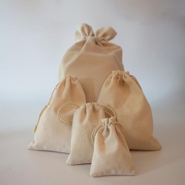 

50pcs/lot drawstring natural canvas bag 7x9 9x12 10x15 13x18 15x20 jewlery packing pouch can do logo and cu bbycew