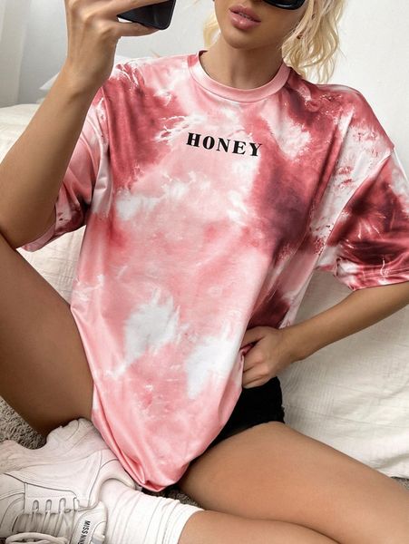 

tie dye honey graphic tee o6fa#, White