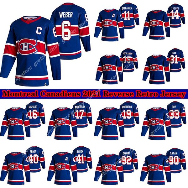 

montreal canadiens jersey 2020-21 reverse retro 31 carey price 11 brendan gallagher 10 guy lafleur 14 nick suzuki patrick roy hockey jersey, Black;red