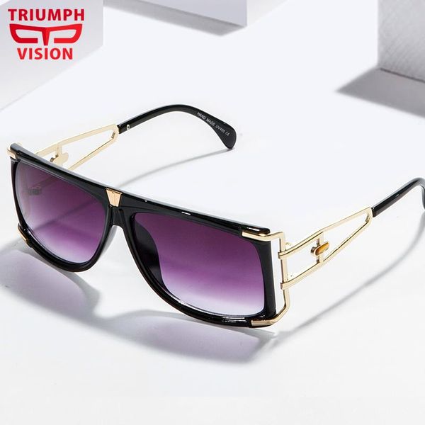 

vision tough guy flat mens sunglasses hollow out temple shades gradient color lens lentes sun glasses for men new, White;black