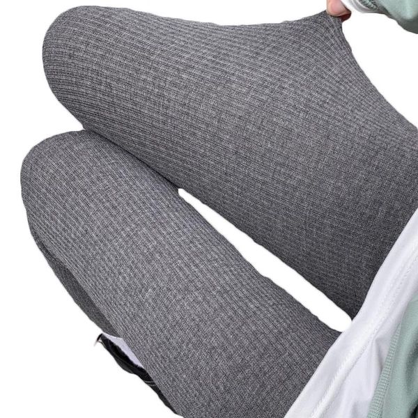 

gray threaded leggings women's spring autumn inner wear pencil pants winter plus velvet elastic high waist cropped pants b728, Black;white