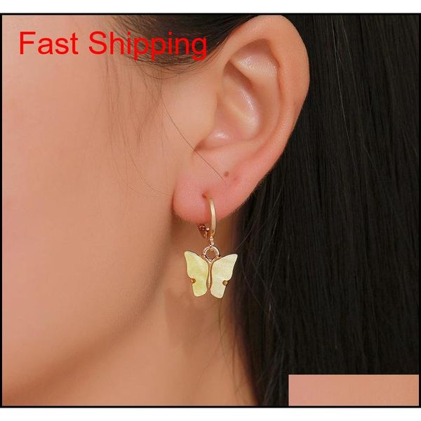 

fashion cute butterfly women's drop earrings stud color acrylic hoop earrings animal sweet colorful dangle earrings qylpsk nana_shop, Silver