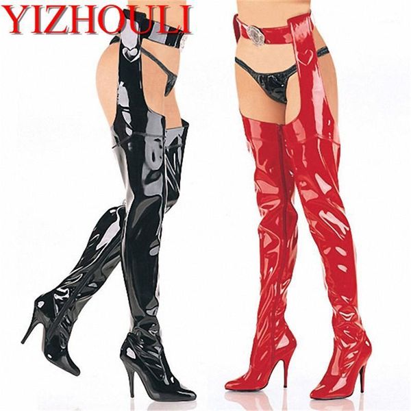 

13cm high heels women boots with performance nightclub over-the-knee boots model props high with1, Black