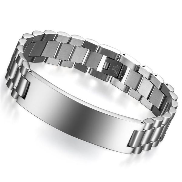 

boniskiss 21mm wide silver plated bracelet mens bracelets brand new jewellery stainless steel filled men's bracelet wristband, Black