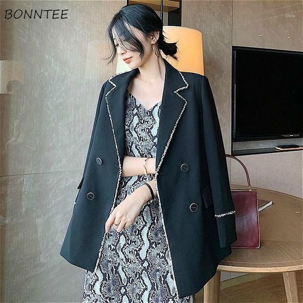 

blazers women chic vintage spring autumn retro all-match business casual ladies outwear popular fashion basic womens blazer1, White;black