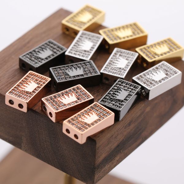 

fashion handmade diy jewelry making charm copper micro pave crystal zircon crown pattern beads charms for wholesale, Bronze;silver