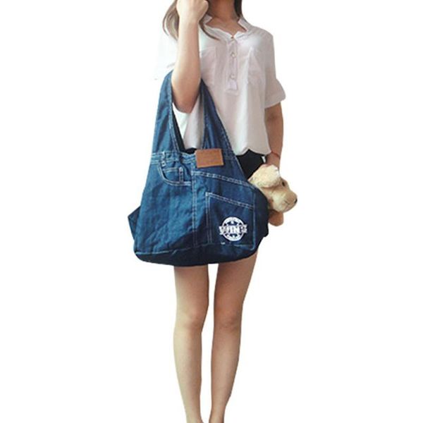 

denim backpack cats lightweight tote carrier bag shoulder pet dog breathable accessories handbag multi function travel portable