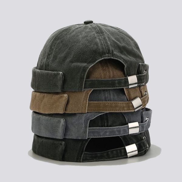 

vintage hip hop men hat washed cotton retro brimless hat landlord breathable beanie hat sailor cap jxw691, Blue;gray