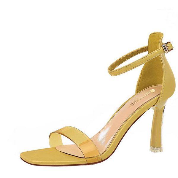 

2020 banquet high heels summer women's shoes crystal heels open toe transparent strap sandals slippers pumps discount1, Black