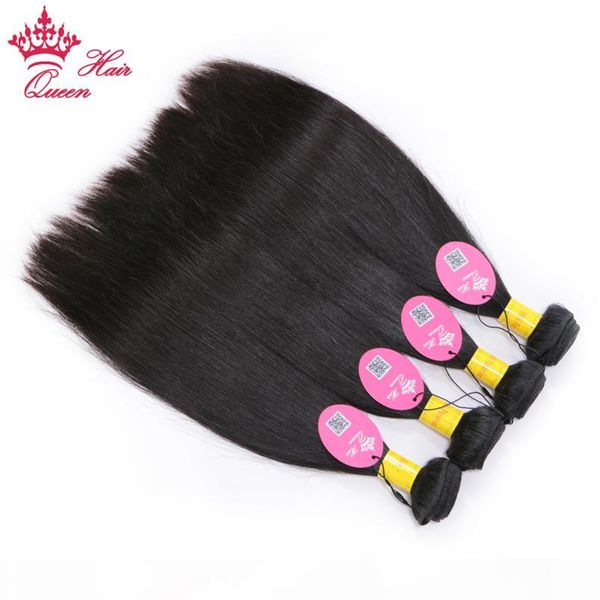

queen hair products peruvian virgin straight human hair bundles natural color 4pcs lot hair extensions can be dyed, Black