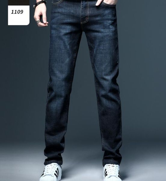 

men's jeans winter men straight thick trousers denning pants plus velvet, Blue