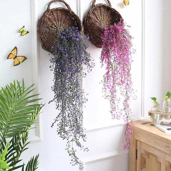 

2020 80cm plastic material artificial flowers simulation vine hanging garland plant green leaves wedding home garden decoration1