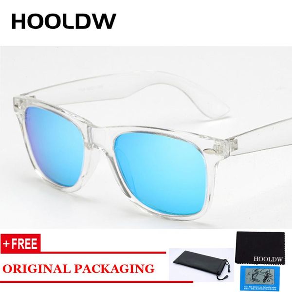 

hooldw vintage polarized sunglasses women brand designer square frame clear sun glasse mirror reflective glasses uv400 eyewear, White;black