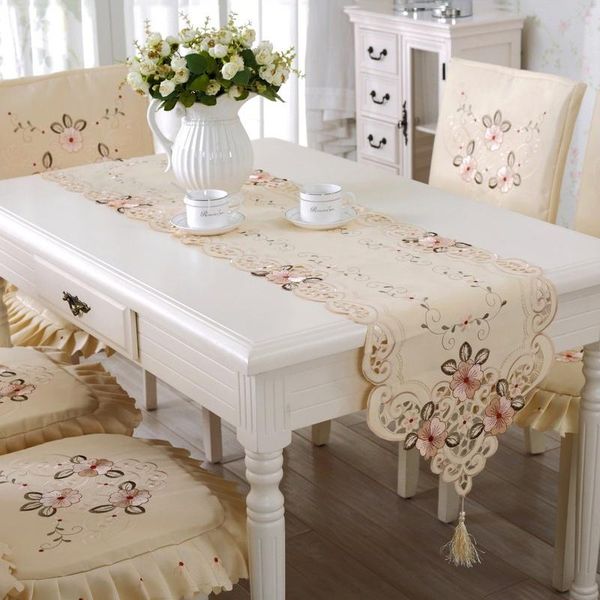 

new table runner embroidered floral lace fabric translucent gauze table cloth