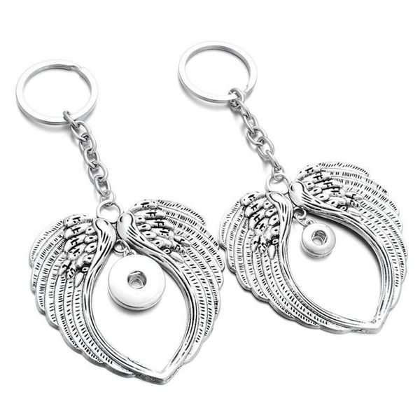 

new snap jewelry 12mm 18mm snap key chains for keyring women gifts girl wing keychain bag penda jllyvq, Slivery;golden