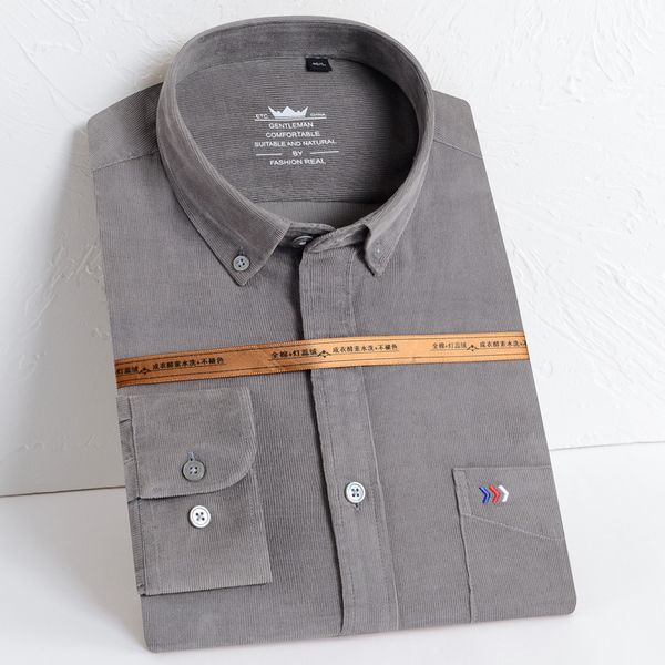 

men's long sleeve vintage 100% cotton corduroy shirt single patch pocket standard-fit button-down autumn outerwear casual shirts c1211, White;black