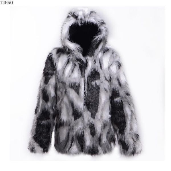 

winter coats loose plus size faux fur jackets pockets hooded casual outerwear zipper large size 6xl faux fur coat lw2231, Black