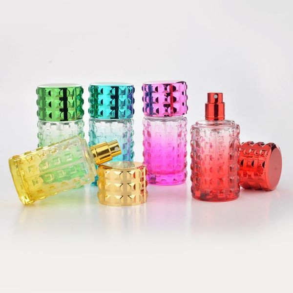 

storage bottles & jars 30ml style colored mini portable glass refillable perfume bottle with aluminum atomizer empty parfum case 100pcs by d