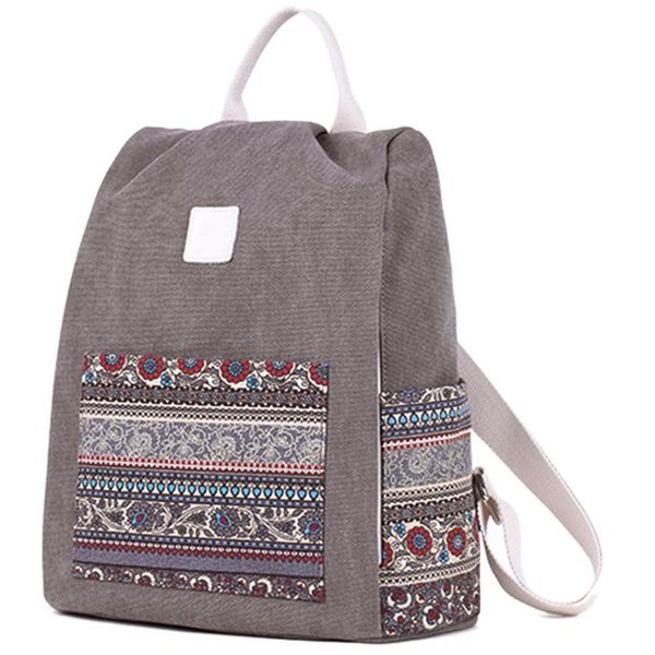 

backpack women's canvas retro style floral school travel small backpacks female casual daypack bags