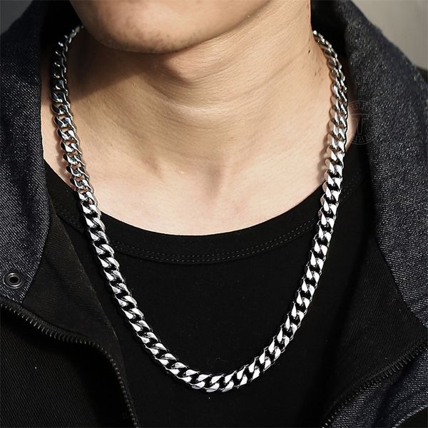 

11mm width 316l stainless steel necklace men boy cuban curb link chain gold silver color tone classic jewelry chain hnm11 201013