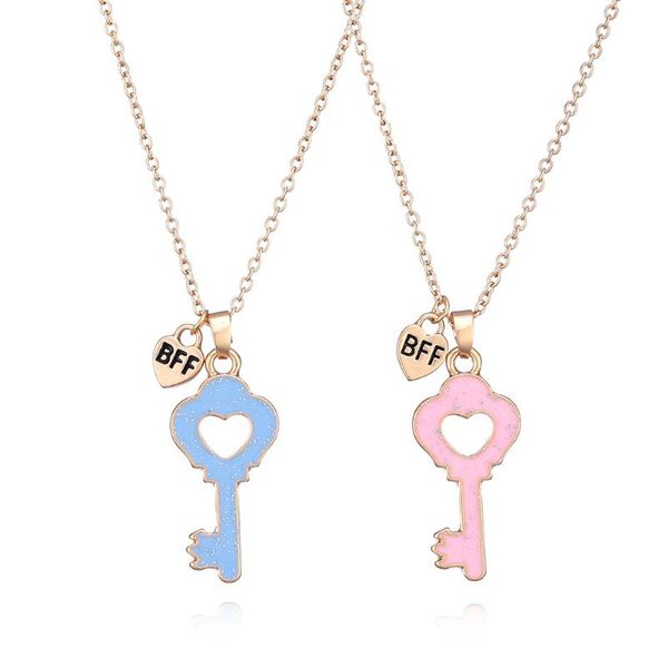 

chains fashion jewelry key shaple enamel necklace , 2 pieces as a set, Silver