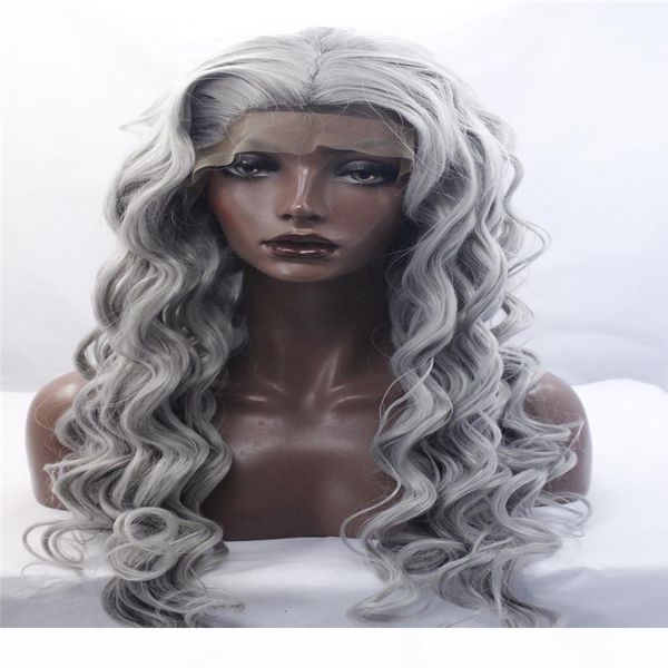 

fashion wigs lave front wigs long wavy gray high-temperature fiber wig grey hair curly hair african american fashion wig kabell wigs, Black;brown