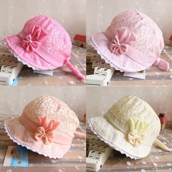 

2021 new arrival fashion children hat summer toddler baby hats kids baby girl female bud silk lace flower gauze hats, Yellow