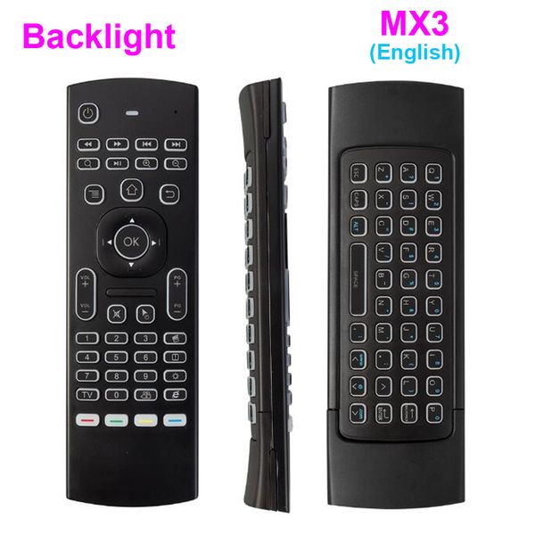 X8 Mini Klavye Mic ile Ses Arkadan Aydınlatmalı 2.4 GHz Kablosuz MX3 QWERTY IR Öğrenme Modu Fly Hava Fare Uzaktan Kumanda PC Android TV Kutusu için MX3-M